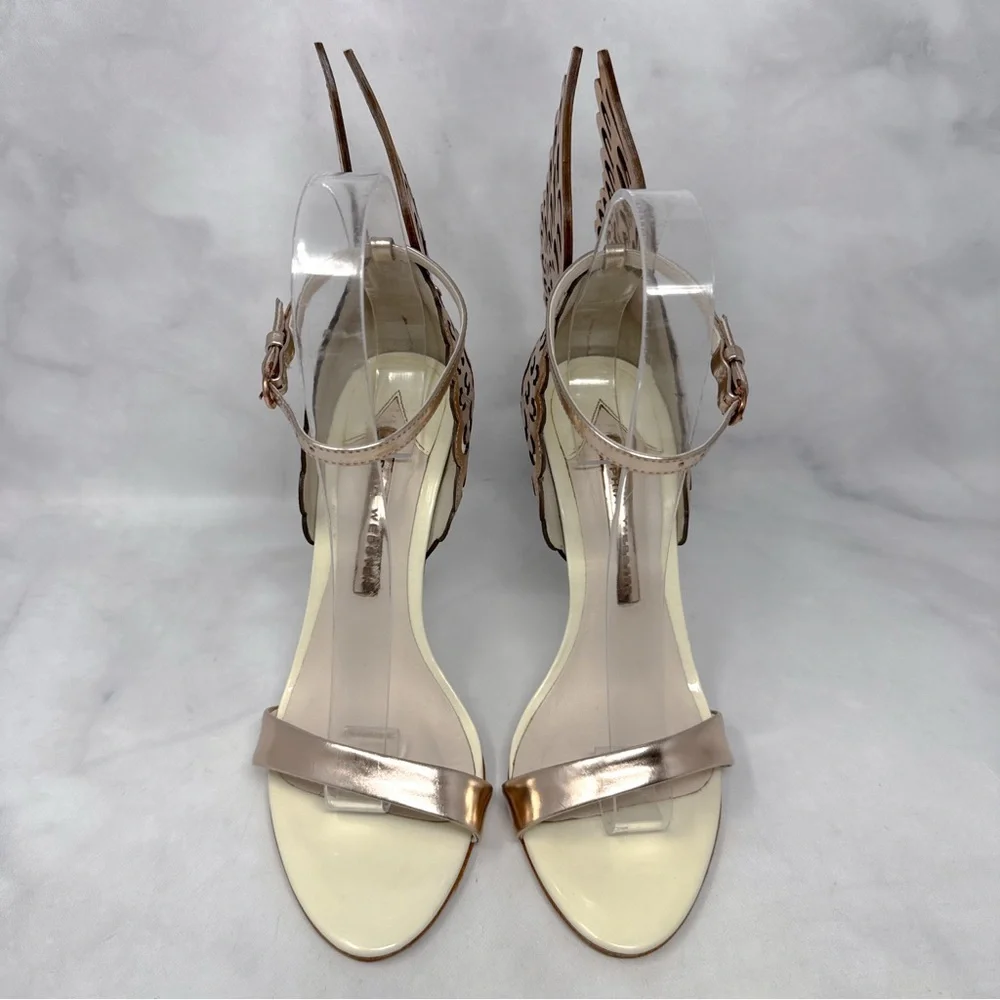 Sophia Webster Evangeline Butterfly Angel Wing Rose Gold Leather Sandal Heels 37 - Picture 6 of 16